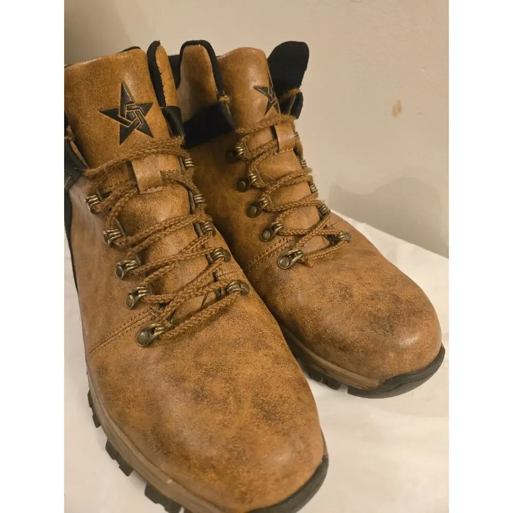 OwnShoe Mens Brown Work Boots Steel Toe Waterproof Industrial SZ 46